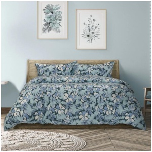 Ardor Eadie Teal Floral Printed Quilt Cover Set Queen