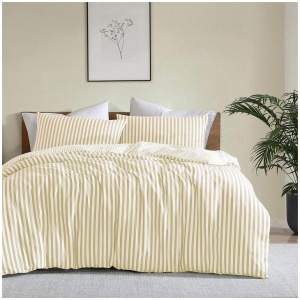 Ardor Frankie Yellow Stripe Yarn Dyed Reversible Quilt Cover Set King