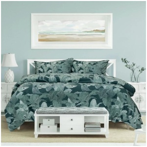 Ardor Indra Teal Palm Leaf Printed Quilt Cover Set King
