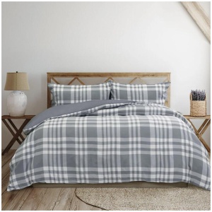 Ardor Ronan Grey Plaid Jacquard Quilt Cover Set Queen