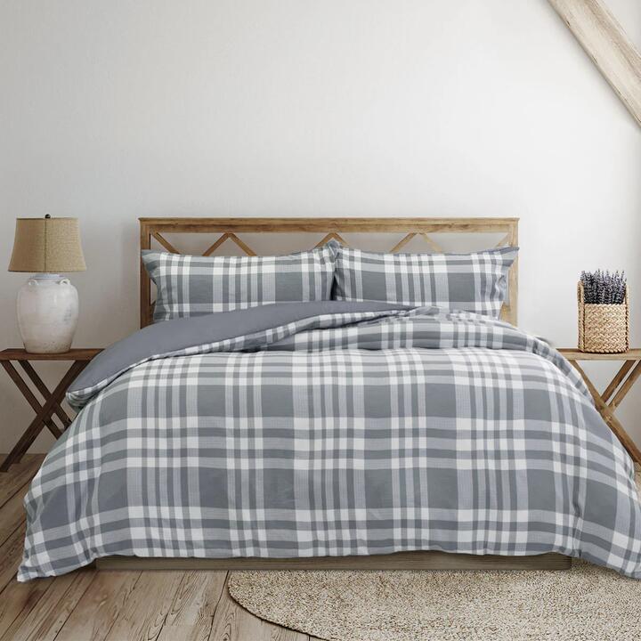 Ardor Ronan Grey Plaid Jacquard Quilt Cover Set Queen