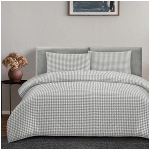 Ardor Rowe Grey Textured Seersucker Quilt Cover Set King