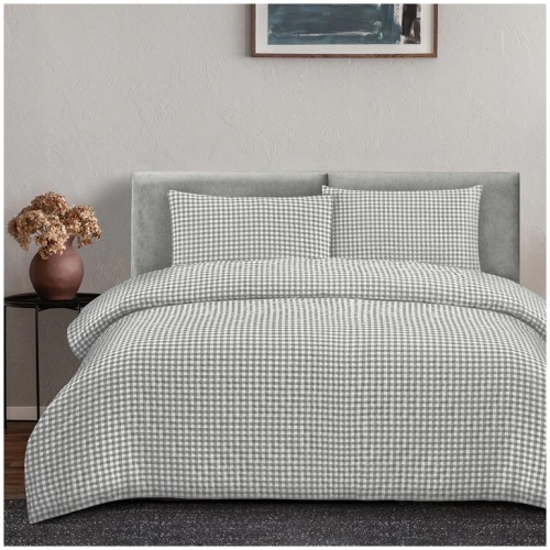 Ardor Rowe Grey Textured Seersucker Quilt Cover Set King