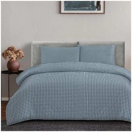 Ardor Rowe Teal Textured Seersucker Quilt Cover Set King