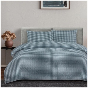 Ardor Rowe Teal Textured Seersucker Quilt Cover Set Queen