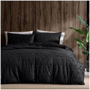 Ardor Rui Black Embossed Velvet Soft Quilt Cover Set Queen