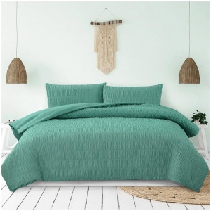 Ardor Tuscan Teal Ruched Quilt Cover Set Queen