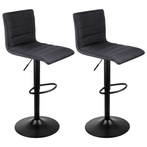 Artiss 2x Bar Stools Gas Lift Linen Fabric Black