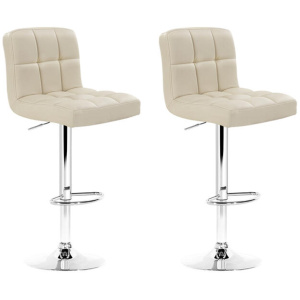 Artiss 2x Bar Stools Leather Gas Lift Beige
