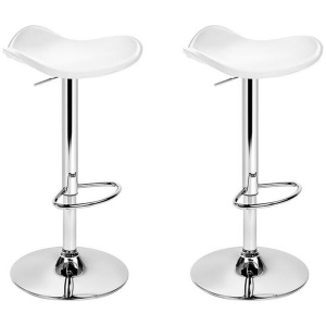 Artiss 2x Bar Stools Leather Gas Lift Chair White