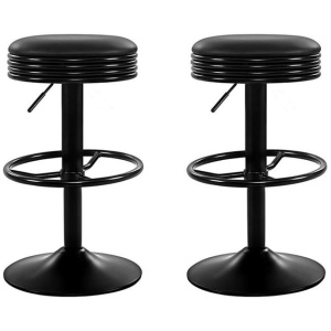 Artiss 2x Bar Stools Leather Padded Gas Lift Black
