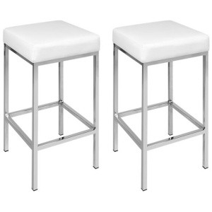 Artiss 2x Bar Stools Leather Padded Metal White