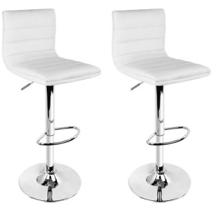 Artiss 2x Bar Stools Padded Leather Gas Lift White
