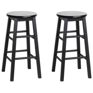 Artiss 2x Bar Stools Round Chairs Wooden Black