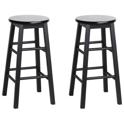 Artiss 2x Bar Stools Round Chairs Wooden Black