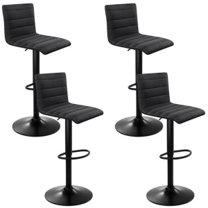 Artiss 4x Bar Stools Gas Lift Linen Fabric Black