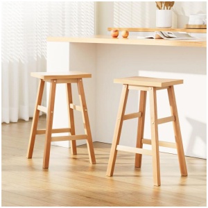 Artiss Bar Stools Kitchen Counter Stools Wooden Chairs Natural x2
