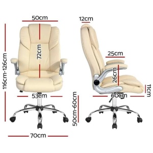 Artiss Executive Office Chair Leather Tilt Beige