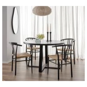 Ashton 4 Seater Dining Set With Wishbone Chairs Neutral