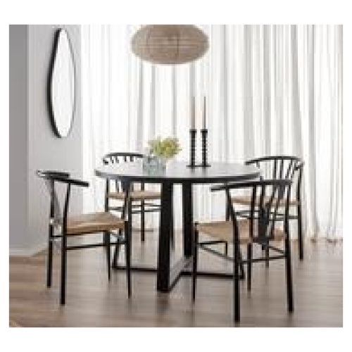 Ashton 4 Seater Dining Set With Wishbone Chairs Neutral