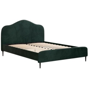 Bed Frame Queen Size Velvet Dark Green OLAN