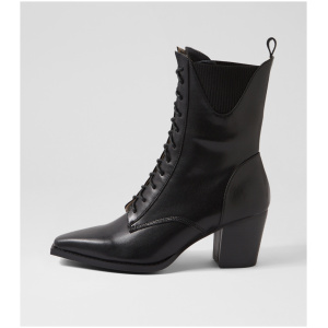 Belle & Bloom Jumping Ship B2 Black Leather Black Boots Womens Shoes Casual Calf Boots