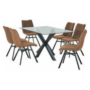 Blakely 6 Seater Dining Set With Darian Chairs Brown