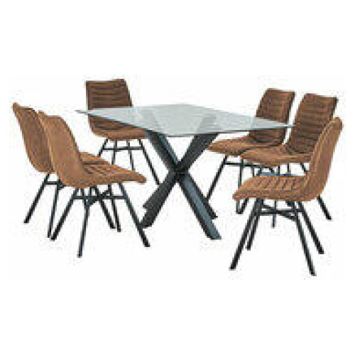 Blakely 6 Seater Dining Set With Darian Chairs Brown