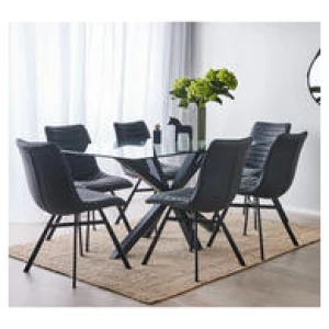 Blakely 6 Seater Dining Set With Darian Chairs Grey