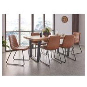 Bridge 6 Seater Dining Set With Frankie Chairs Brown
