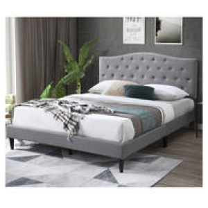 Busselton Fabric Queen Bed Grey