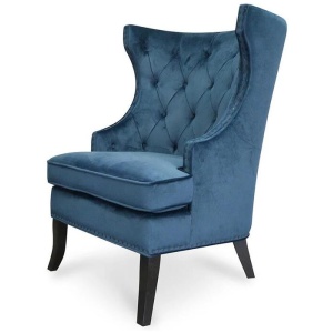 Cecilia Wingback Armchair - Navy Blue Velvet - Last One by Interior Secrets - AfterPay Available
