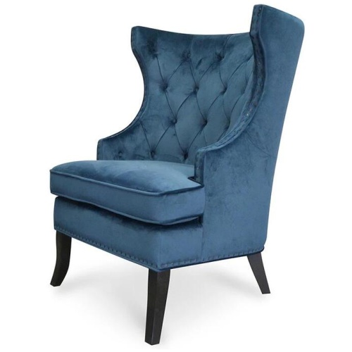 Cecilia Wingback Armchair - Navy Blue Velvet - Last One by Interior Secrets - AfterPay Available