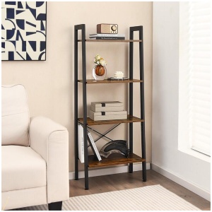 Costway4-Tier Industrial Display Shelf with Metal Frame for Home/Office-Coffee