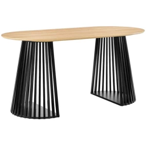 Design Square Calandra Rectangle Kitchen Dining Table 160cm Black/Oak