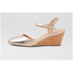 Diana Ferrari Leisal Df Champagne Cork Heel Leather Champagne Cork Heel Shoes Womens Shoes Casual Heeled Shoes
