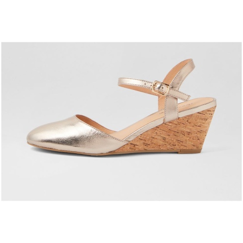 Diana Ferrari Leisal Df Champagne Cork Heel Leather Champagne Cork Heel Shoes Womens Shoes Casual Heeled Shoes