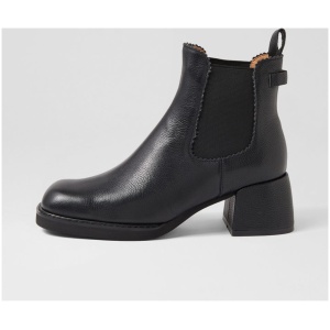 Django & Juliette Aine Dj Black Black Sole Tumble Leather Black Black Sole Boots Womens Shoes Ankle Boots