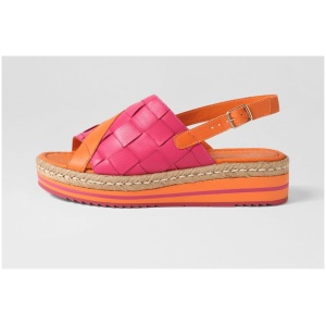 Django & Juliette Ames Djl Bright Orange Fuchsia Leather Bright Orange Fuchsia Sandals Womens Shoes Sandals Flat Sandals