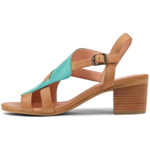 Django & Juliette Baltimore Djl Lt Emerald Dk Tan Leather Lt Emerald Dk Tan Sandals Womens Shoes Casual Heeled Sandals