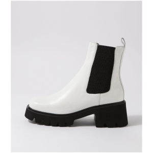 Django & Juliette Barakios Dj White Black Leather Elastic White Black Boots Womens Shoes Ankle Boots