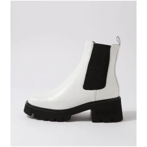 Django & Juliette Barakios Dj White Black Leather Elastic White Black Boots Womens Shoes Ankle Boots