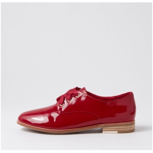 Django & Juliette Bipka Dj Dk Red Wrinkle Patent Dk Red Shoes Womens Shoes Casual Flat Shoes
