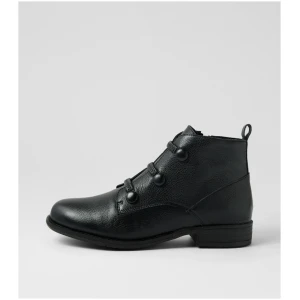 Django & Juliette Chillsy Dj Black Black Heel Tumble Leather Black Black Heel Boots Womens Shoes Casual Ankle Boots