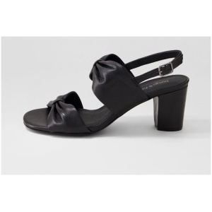Django & Juliette Cloey Dj Black Leather Black Sandals Womens Shoes Dress Heeled Sandals