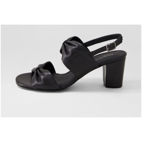 Django & Juliette Cloey Dj Black Leather Black Sandals Womens Shoes Dress Heeled Sandals