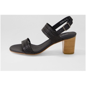 Django & Juliette Crista Dj Black Natural Heel Leather Black Natural Heel Sandals Womens Shoes Dress Heeled Sandals