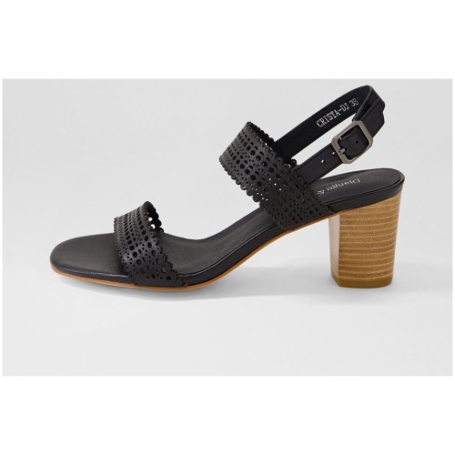 Django & Juliette Crista Dj Black Natural Heel Leather Black Natural Heel Sandals Womens Shoes Dress Heeled Sandals