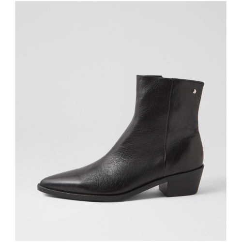 Django & Juliette Demps Dj Black Black Heel Leather Black Black Heel Boots Womens Shoes Casual Ankle Boots