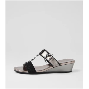 Django & Juliette Domini Dj Black & Pewter Multi Black & Pewter Sandals Womens Shoes Dress Heeled Sandals